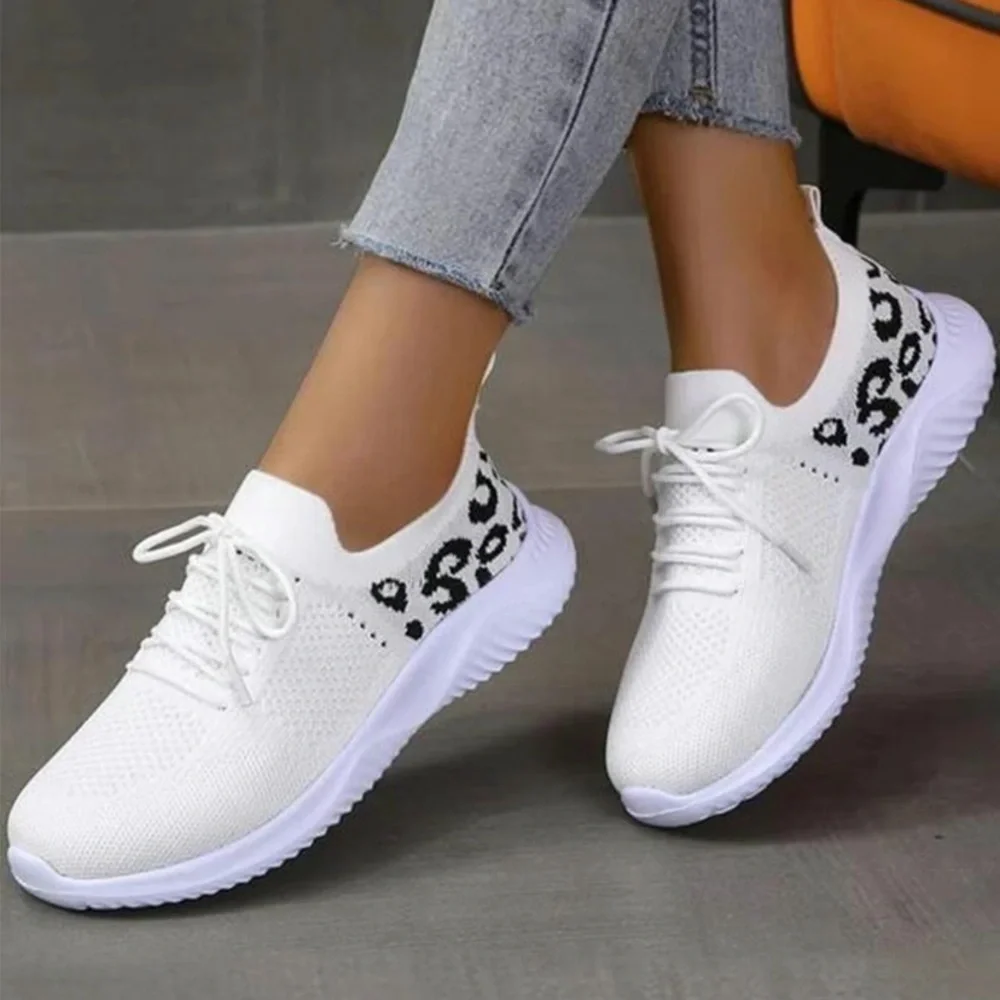 Leopard Print Lace up Low Top Sneakers - Picture 1 of 4